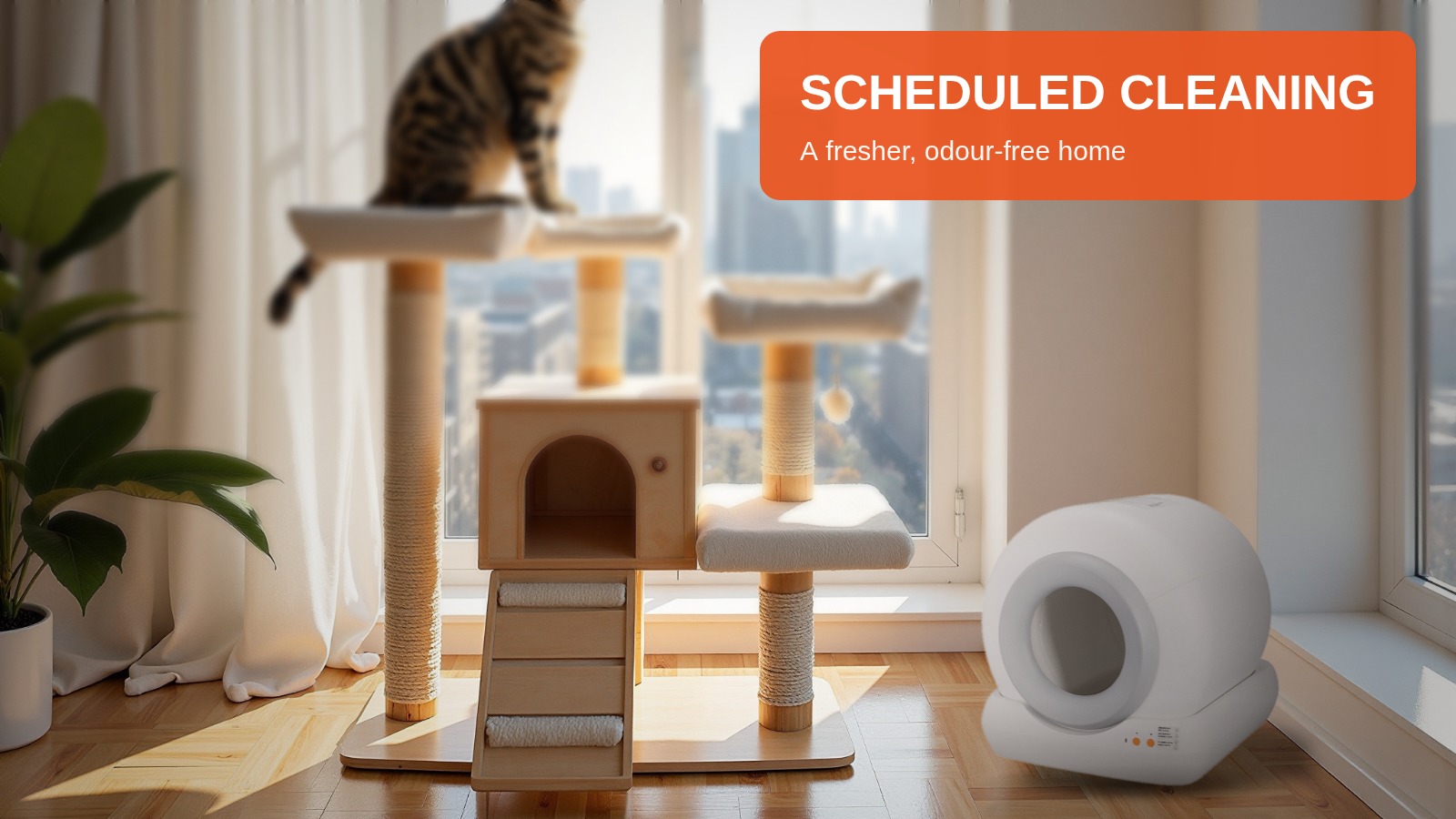 Scheduled cleaning keeps a cat-friendly city apartment fresh